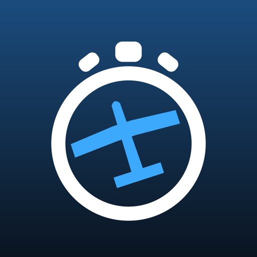 The FxTimer app icon: a stopwatch whose hand is a glider